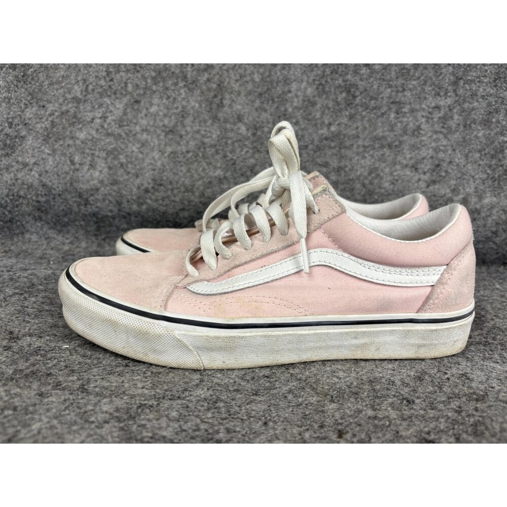 Vans Old Skool Shoes Mens Size 6.5 Pink White Low Top Canvas Suede Skateboarding